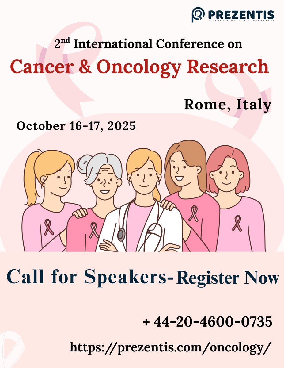 Final Call! #Oncology2025 is approaching fast
Share your expertise, connect with peers, and inspire global change-Register now!
prezentis.com/oncology/
#SurgicalOncology #LungCancer #Leukemia #ProstateCancer #BrainCancer #SkinCancer #Coloncancer #Chemotherapy #radiationoncology