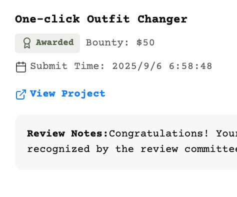 『Enchanted Dresser』がBountyHuntで勝ち抜いて入賞してました🏆✨$50GET!!
#YouWare #アプリ開発 #個人開発