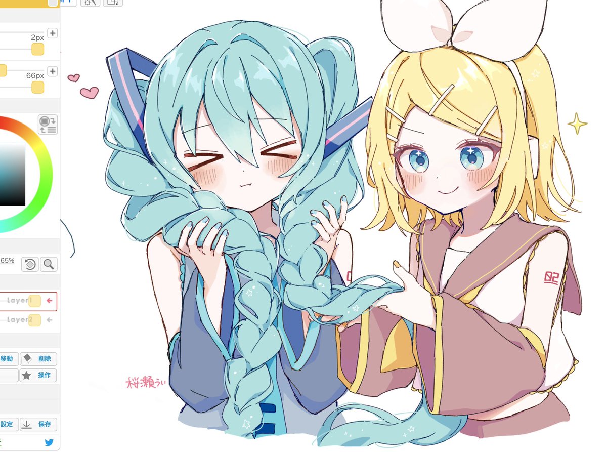 描けた〜☺️✨ #初音ミク #鏡音リン