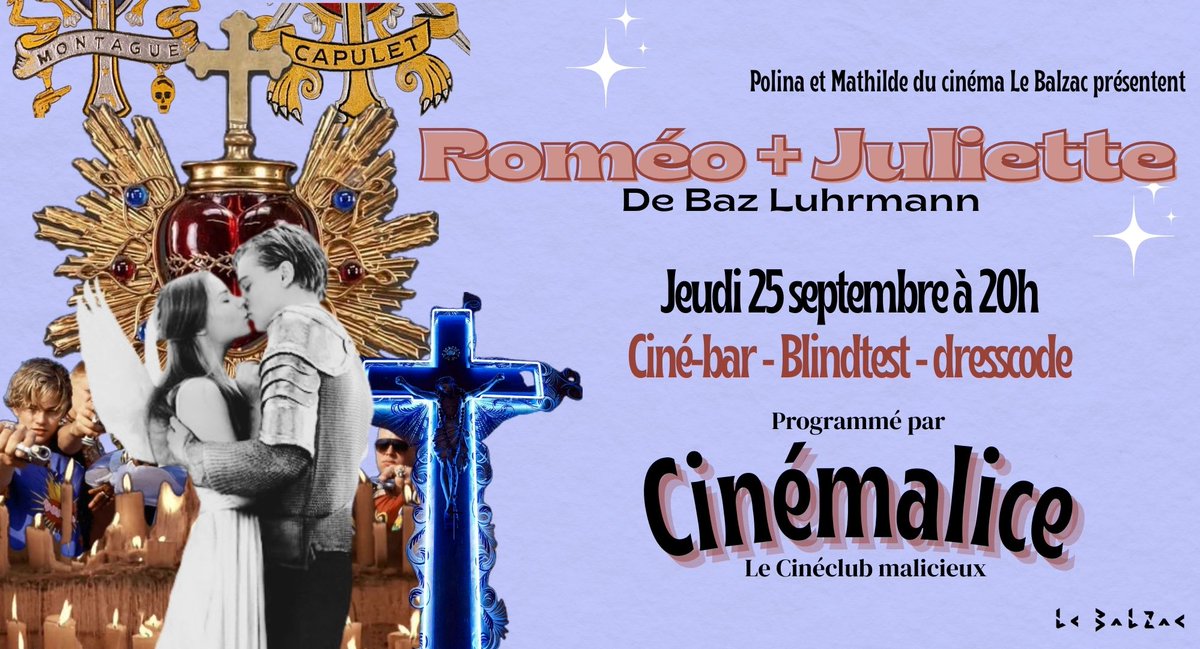 ✨Jeudi 25 septembre à 20h, rendez-vous au cinéma Le Balzac pour un nouveau rendez-vous CinéMalice !
#romeoandjuliette #bazluhrmann #leonardodicaprio #clairdanes #cinema #paris #cineclub #vintage #disney #screening #specialscreening #sortiesparis #activitesparis #cinemaprojection