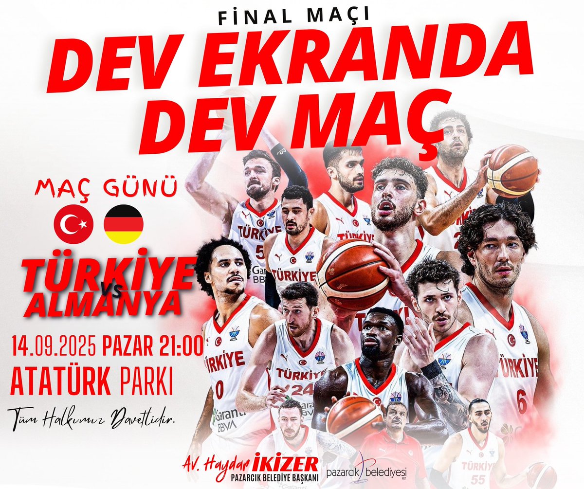 🇹🇷🏀 Finalde 12 Dev Adam’ın yanındayız!

🗓️ Tarih: 14 Eylül 2025 PAZAR
⏰ Saat: 21.00
📍 Yer: Pazarcık Atatürk Parkı