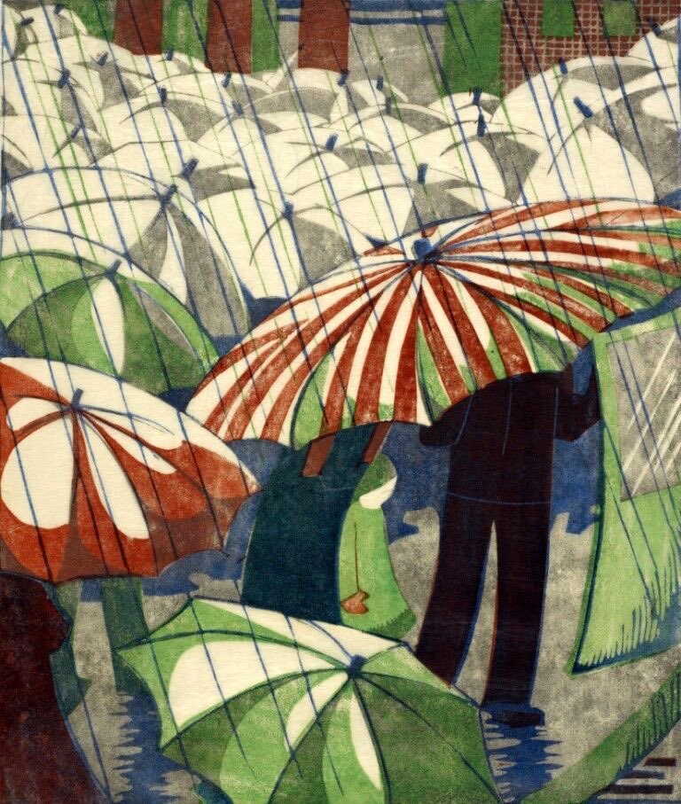 With a similar name  to our last artist this is Australian Linocut artist 
Ethel Spowers (1890-1947) 
‘Schools Out’ 
‘Rainy Day in London’ 
Pioneer of modern Linocut printing 
I used to post these quite  often 
Time again now
