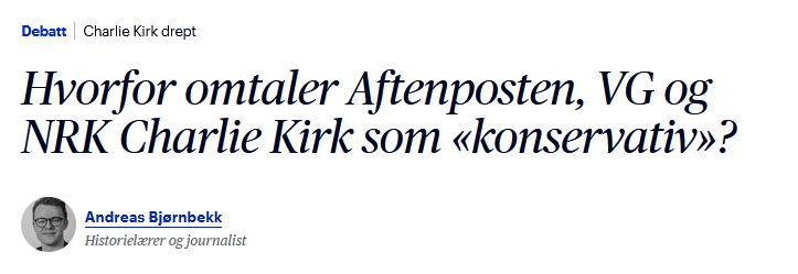 I en omfangsrik kronikk i Aftenposten omtaler Andreas Bjørnbekk amerikanske myndigheter som militante fascister, uten forbehold.

Vi har med andre ord et fascistisk hangarskip liggende i Oslo nå. 1/