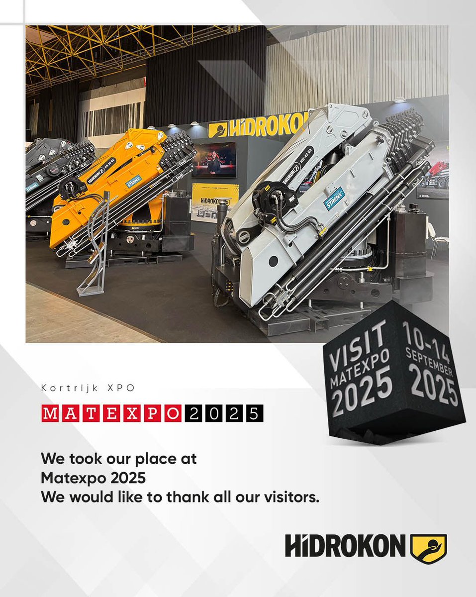 Matexpo 2025’te verimli bir fuar deneyimliyoruz. Bizimle birlikte heyecanımıza ortak olan tüm ziyaretçilerimize çok teşekkür ederiz.

📍MATEXPO 2025 FUARI BELÇİKA / KORTRİJK XPO
📍Hall 6 (Indoor) / Stand 659

#hidrokon #Kortrijk #matexpo2025 #crane