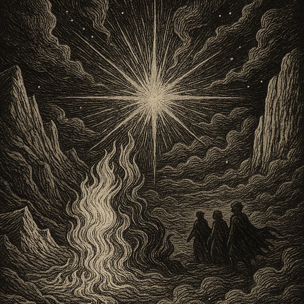 1-)

In the beginning, there was nothing. No bones to hold the sky, no seas to roar, no voices of men. Only an endless void, a silent abyss folding upon itself. Yet silence cannot last forever. From the depths of that darkness, a tremor stirred. At first a breath, then a murmur.