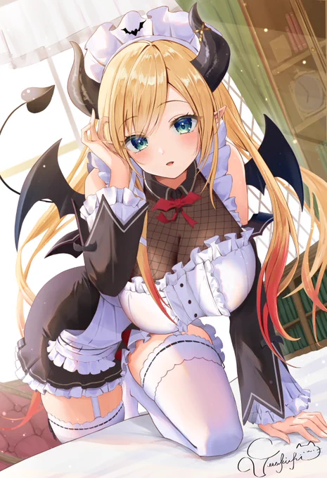 メイドちょこ先に起こされる朝 もう朝ですよ、御主人様ぁ… #しょこらーと ↓背景なしもかわいいから良ければ