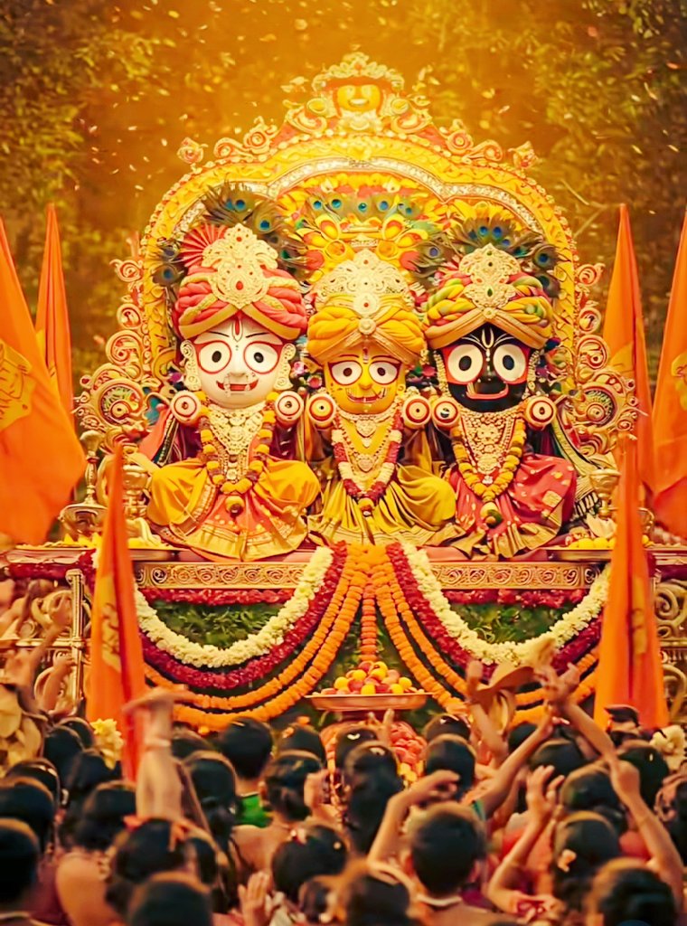Lord Jagannath is seated in Puri with brother Balarama and sister Subhadra.