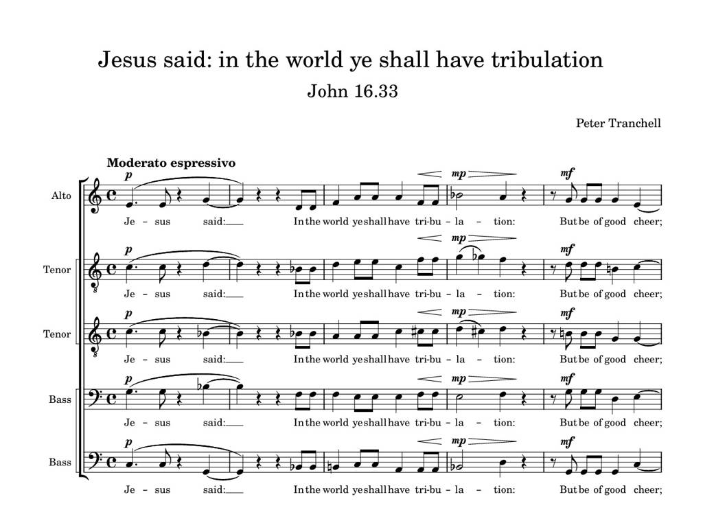 Updated free score of a little Peter Tranchell introit from 1972... "Jesus said: in the world ye shall have tribulation" for either ATTBB or SATBB published here: peter-tranchell.uk/music/works/je…