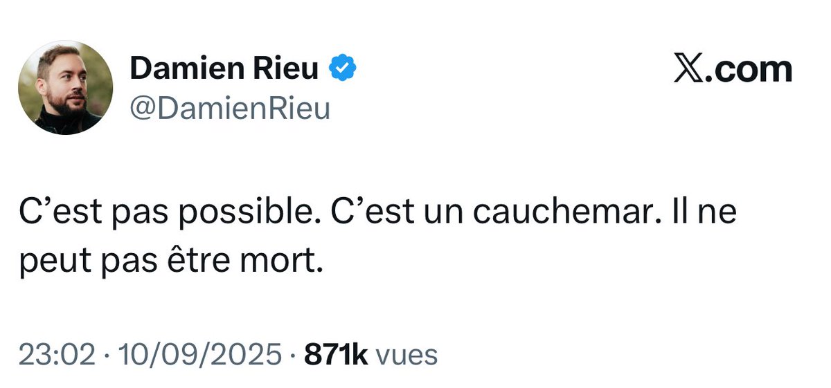 Alors que Damien Rieu est un dépression