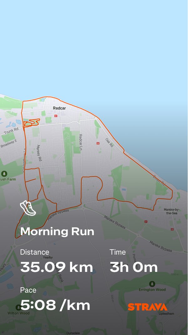 35k run this morning. Wasn’t too concerned about pace just about getting the distance done👍 ⁦<a href="/UKRunChat/">UKRunChat</a>⁩ ⁦<a href="/RunYorkshire/">The Yorkshire Marathon</a>⁩