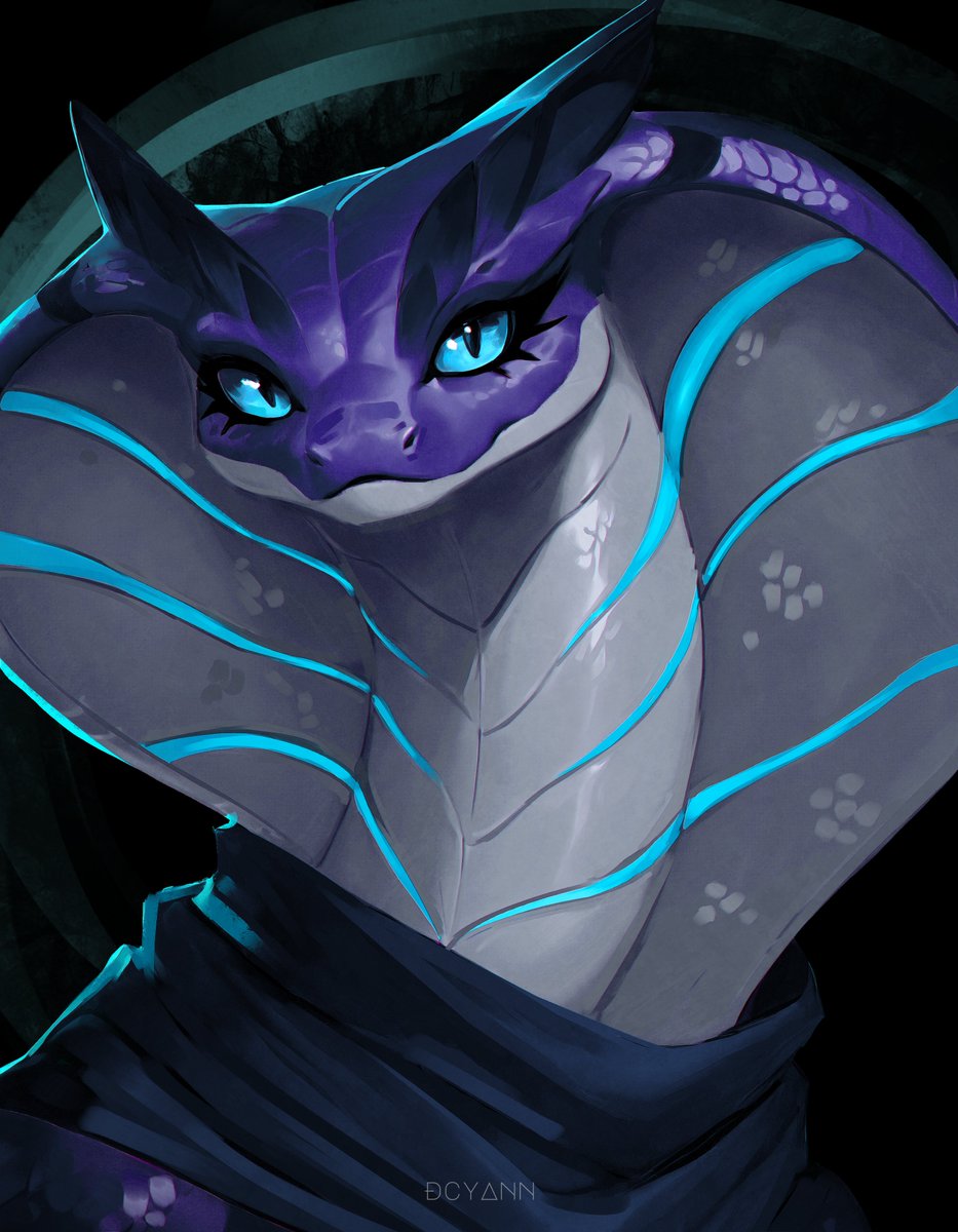 Something a little different today, a Sethrak OC with bioluminescent markings and piercing eyes. 

🐍💙 I love exploring non-human designs like this one, they always feel so alive.

 What kind of unusual races/creatures do you like seeing in your games?

#DnD #OC #fantasyart