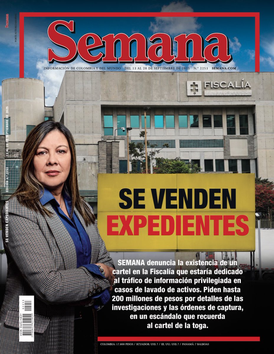 Exclusivo: SEMANA denuncia la existencia de un cartel que estaría vendiendo expedientes en la Fiscalía. Piden hasta 200 millones de pesos por información de grandes investigaciones
semana.com/nacion/articul…