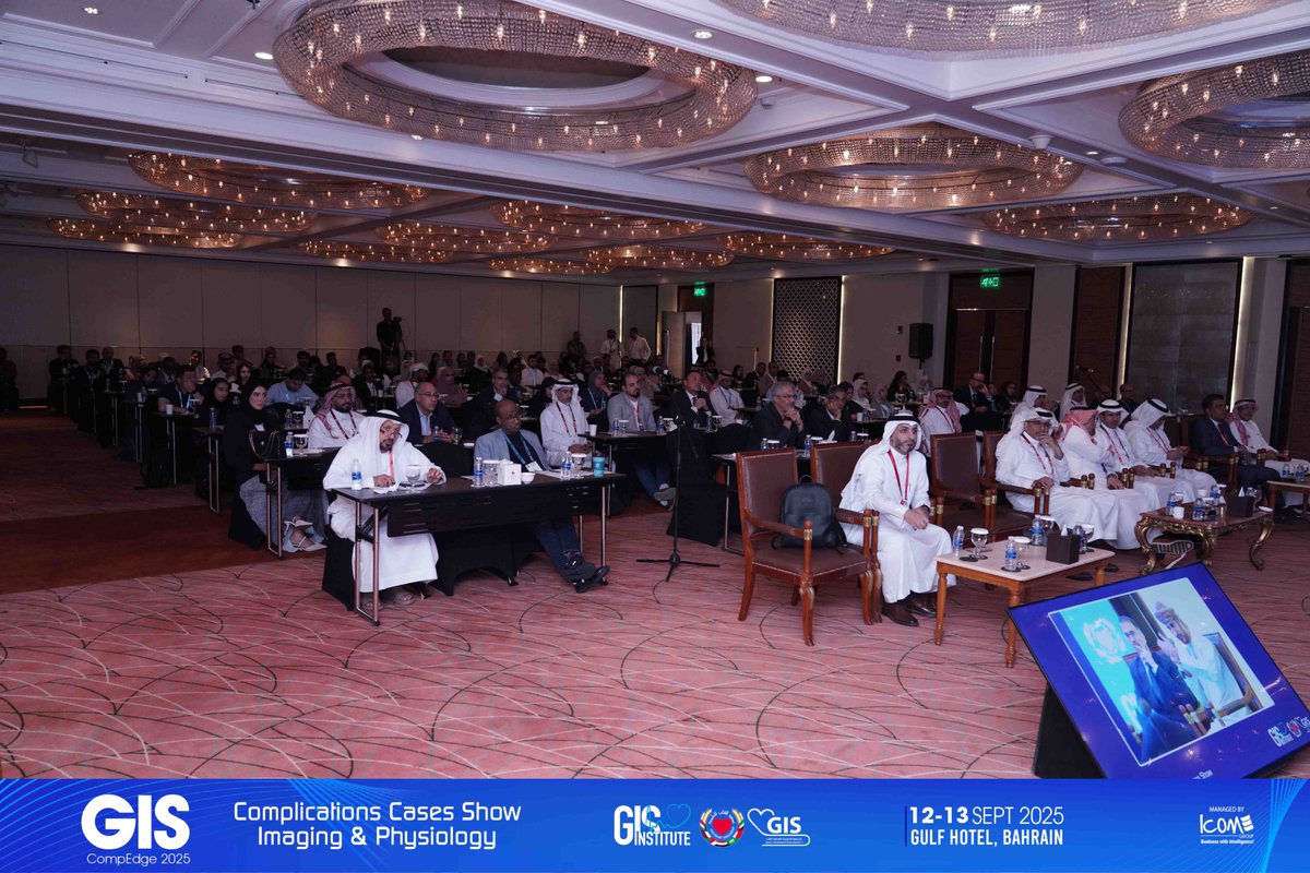 GisGulf's tweet image. From Bahrain, Day 2 of GIS CompEdge 2025 continues with remarkable attendance, engaging debates and sessions shaping the future of interventional cardiology.

#GISCompEdge2025 #casescomplications #imaging #physiology #cardiology #MedicalConference