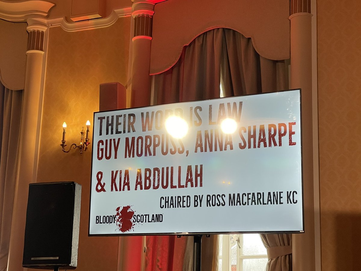 Miranda Jewess (@mirandajewess) on Twitter photo Wonderful discussion on legal
thrillers with <a href="/guymorpuss/">Guy Morpuss</a> <a href="/Anna_Mazz/">Anna Mazzola - Updates only.</a> <a href="/KiaAbdullah/">Kia Abdullah</a> chaired by Ross MacFarlane <a href="/BloodyScotland/">Bloody Scotland</a>. Wonderful discussion on legal
thrillers with <a href="/guymorpuss/">Guy Morpuss</a> <a href="/Anna_Mazz/">Anna Mazzola - Updates only.</a> <a href="/KiaAbdullah/">Kia Abdullah</a> chaired by Ross MacFarlane <a href="/BloodyScotland/">Bloody Scotland</a>.