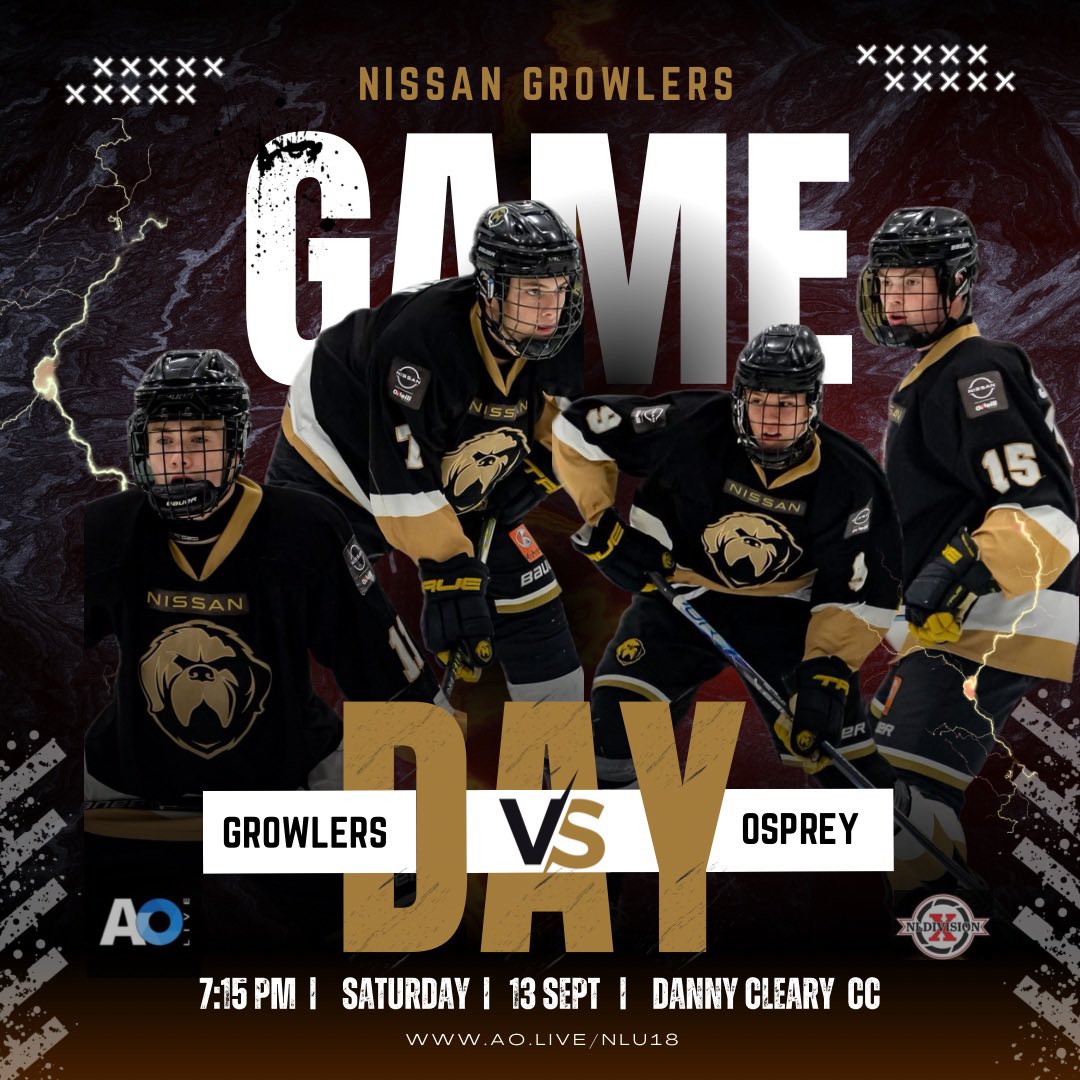 ⬛️⬜️🟨 Game Day!!
🕢 7:15PM
📍 Danny Cleary Community Centre
🆚 <a href="/TriPenOsprey/">U18 Tri Pen Osprey</a> 
📺 ao.live/nlu18

#NoTimeOff #Woof 
<a href="/NLDivisionX/">NLDivisionX</a>