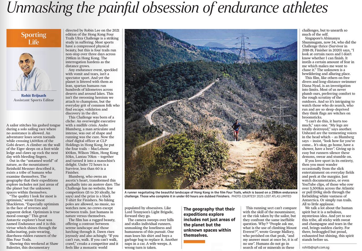 Obsessed? Passionate? Optimism!

Fantastic piece by Rohit Brijnath for <a href="/straits_times/">The Straits Times</a> 

#香港四徑大步走 #HK4TUC #fourtrails