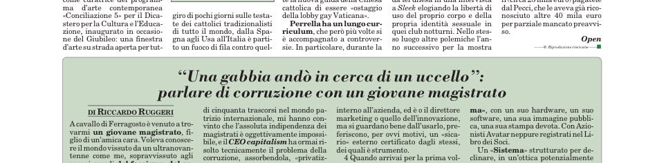 Un vero piacere ritrovare la penna di Riccardo <a href="/editoreruggeri/">Riccardo Ruggeri</a> in <a href="/ItaliaOggi/">ItaliaOggi</a>