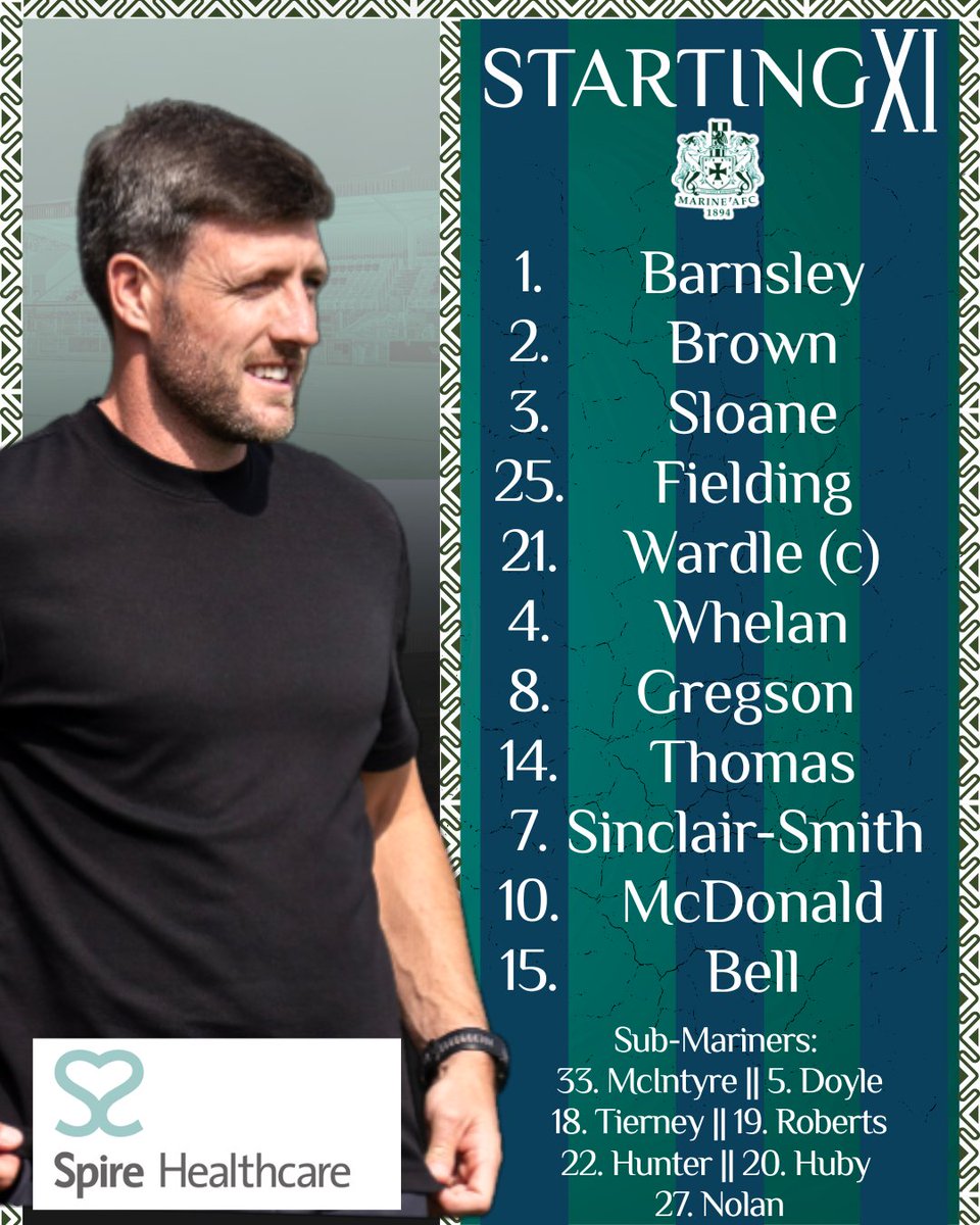 🟢 Line Up

4️⃣ Changes 
🔙 James Brown back from injury
1️⃣ Debut for Fraser Barnsley
🆕 New Signing Jack Tierney on bench 

Sponsored by <a href="/spirehealthcare/">Spire Healthcare</a>