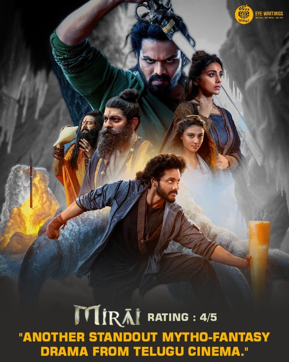 EyeWritings's tweet photo. #Mirai stands out! Refreshing narrative, spectacular visuals &amp; most importantly solid writing with brilliant performances. @HeroManoj1
Added asset. What an exceptional performer! Major pillar of d film. @tejasajja123
 fabulous, #RithikaNayak &amp; #ShriyaSaran well done. Must-Watch! https://t.co/6X4MDZKwPO