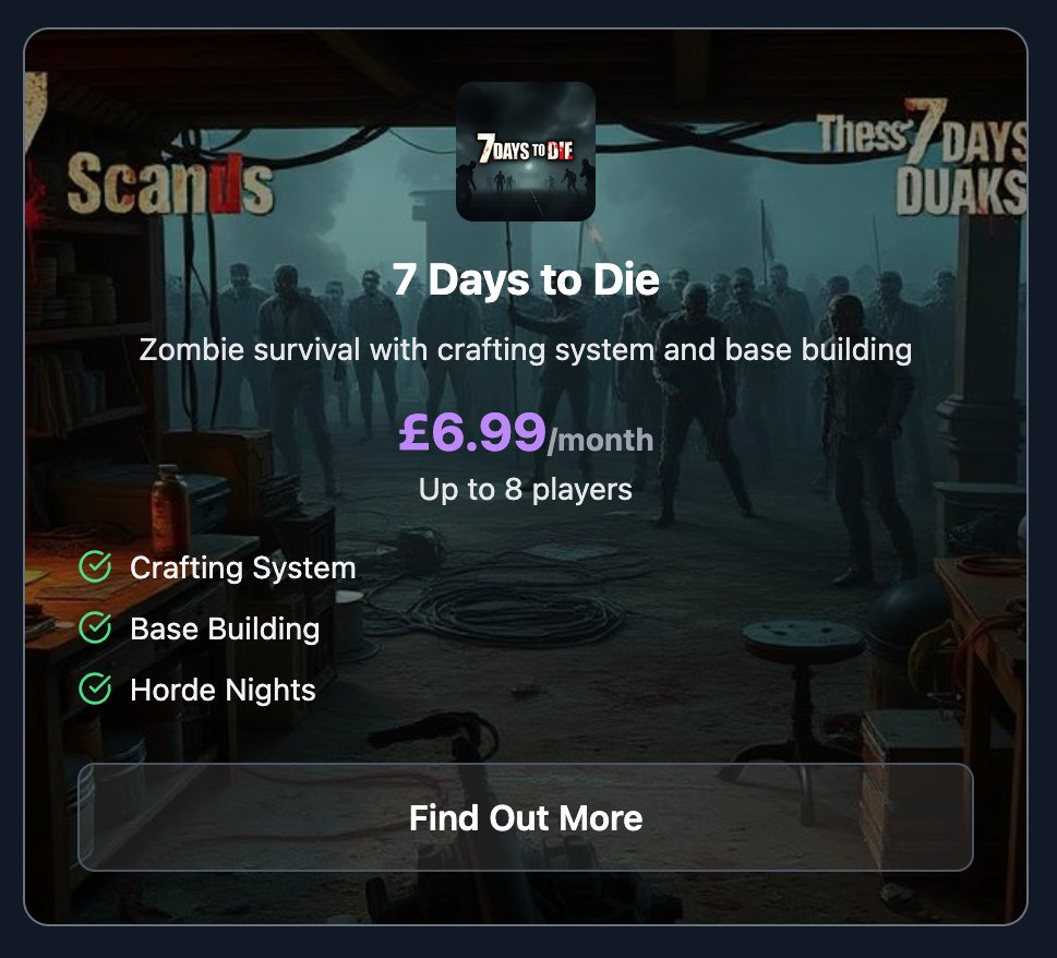 Glitch_Servers's tweet image. Tired of waiting for your friends to get online to play 7 Days to Die? Start your own server and take control of your zombie apocalypse destiny! No more waiting, just pure survival fun. #7DaystoDie #SurvivalServer #NoMoreWaiting
