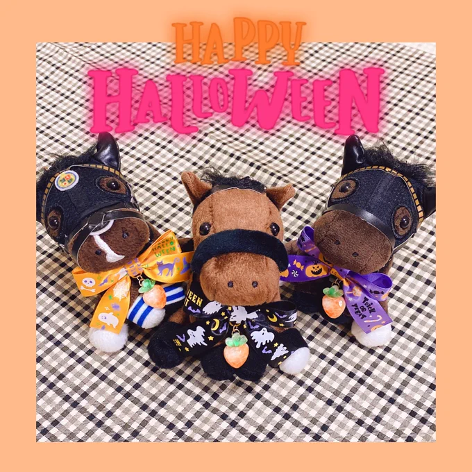 ꫛꫀꪝ✧‧˚ にんじんチャーム付きハロウィンおめかしリボン 9/14 OUMarche'にて頒布Sサイズのお馬にちょうど良いサイズで作りました!