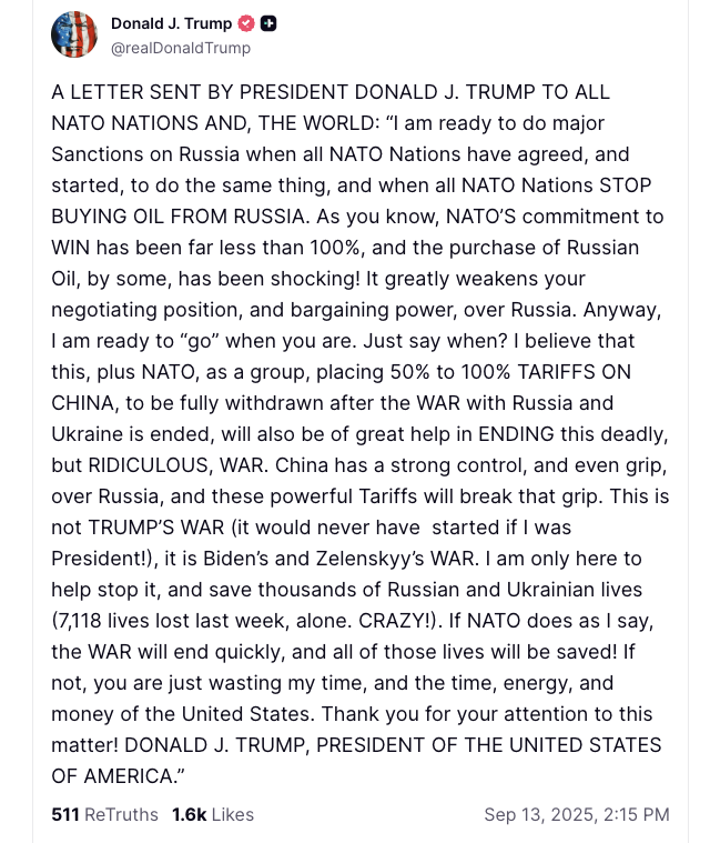 Trump on sanctions on Russia.