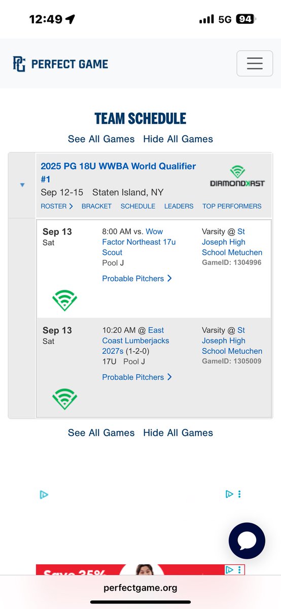 <a href="/Ole_Liners/">Ole Liners Baseball</a> 18U national team starts their fall season <a href="/PerfectGameUSA/">Perfect Game USA</a> Jupiter Qualifer in Staten Island/New Jersey! <a href="/Nick_simons17/">Nick Simons 2026 LHP</a> starts game 1 with <a href="/OwenHauser4/">Owen Hauser</a> getting the rock game 2. Plenty of uncommitted talent on display next 3 days!
<a href="/PGMidAtlantic/">PG Mid Atlantic (NY, NJ, PA, MD,DE,DC)</a> <a href="/PG_Uncommitted/">PG_Uncommitted</a>