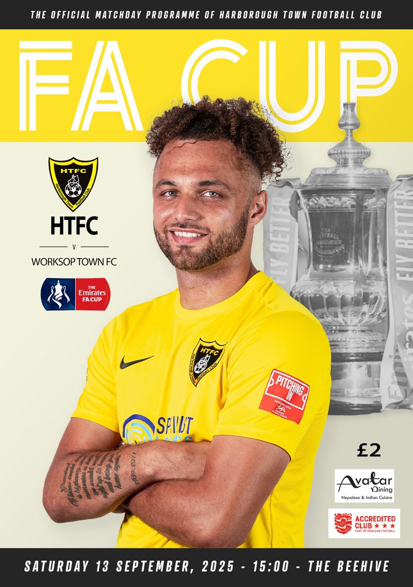 📰 FA CUP PROGRAMME – £2

Grab your <a href="/EmiratesFACup/">Emirates FA Cup</a> 2nd Qualifying Round copy on the way into the Beehive this afternoon 🐝

Today’s Cover Star: <a href="/RileyOs45401810/">Riley Osullivan</a> 👏

Get in the FA Cup mood before kick-off! 🙌

📍 The Beehive (LE16 9HF)
⏰ 3PM Kick-Off
🎟️ £15 Adults | £8