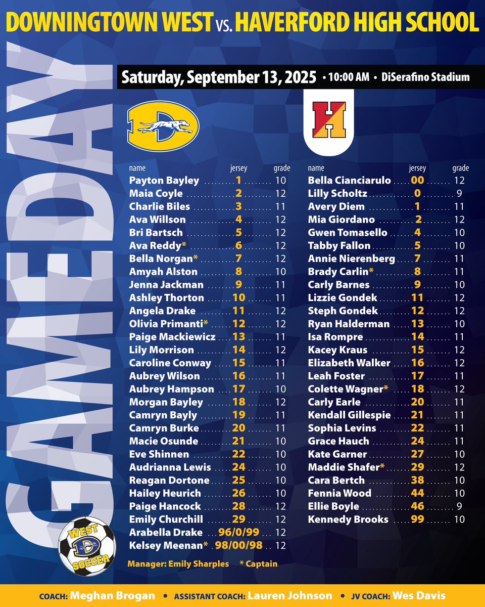 Game Day at West vs Haverford! 10am Kick!