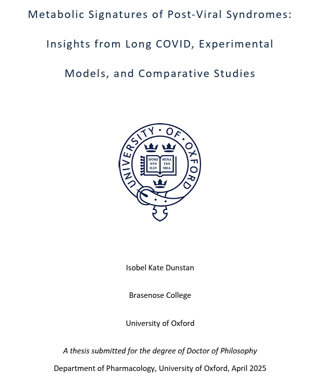 Metabolic Signatures of Post-Viral Syndromes: Insights from Long COVID, Experimental Models, and Comparative Studies

‼️Interesting and thorough PhD THESIS from the UK, sit down, take some coffee( or a beer <a href="/DavidJoffe64/">David Joffe MB BS (Hons), PhD, FRACP 🇦🇺</a> 😂 ) and ......... read at your leisure!

➡️"Post-viral