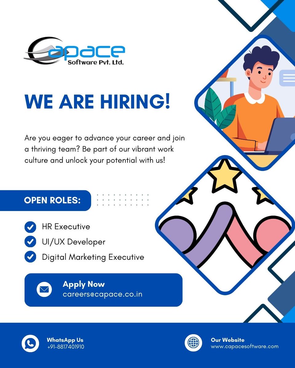 capacesoftware's tweet photo. We’re Growing! 

Interested in a rewarding career in IT Sector? Capace is hiring for multiple roles! Competitive pay, growth opportunities, and a supportive team await you. 

Take the first step — apply now!

 #JobOpening #HiringNow #capace #capacesoftware #jobs https://t.co/MlEavZ1oru