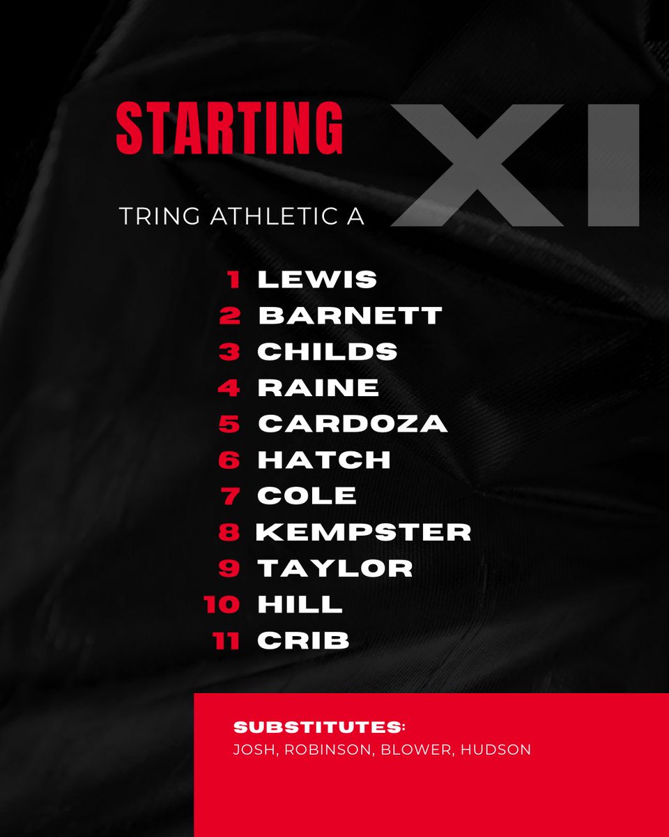 Starting XI for today’s cup game to face Aylesbury Royals🔴⚫️
