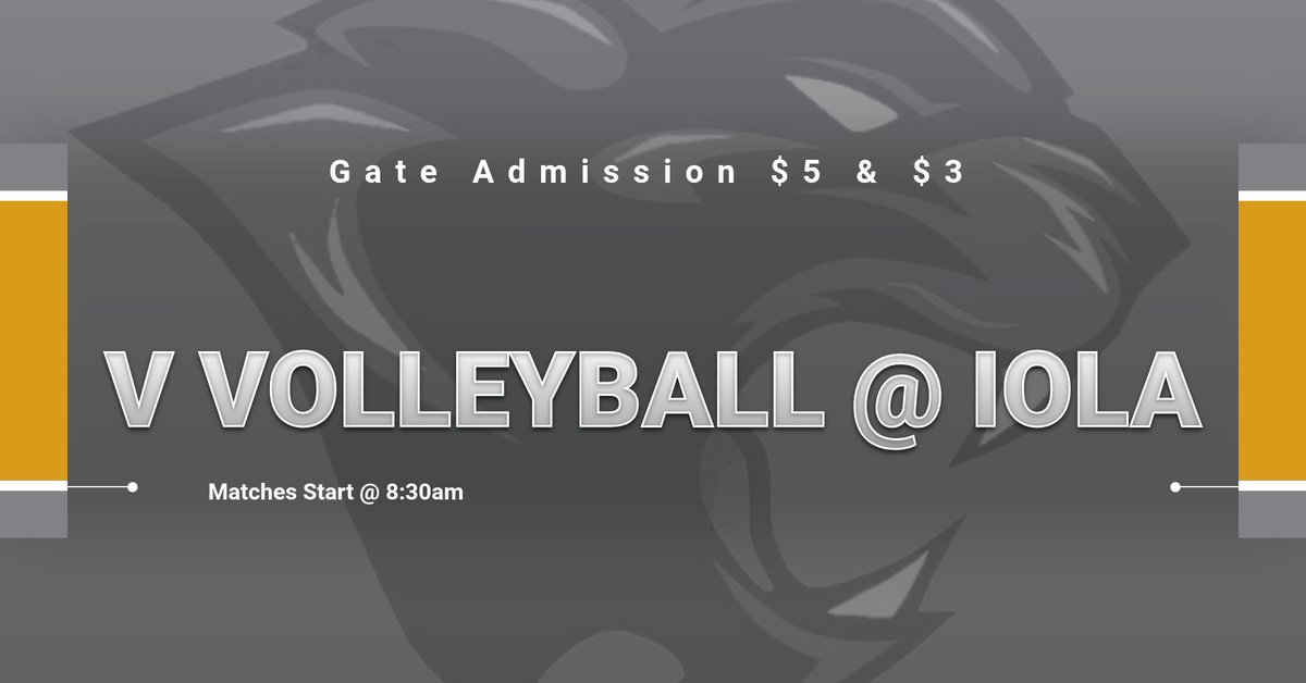 Varsity VB travels to Iola for a tournament today.  Matches start at 830am.  $5 &amp; $3 admission.