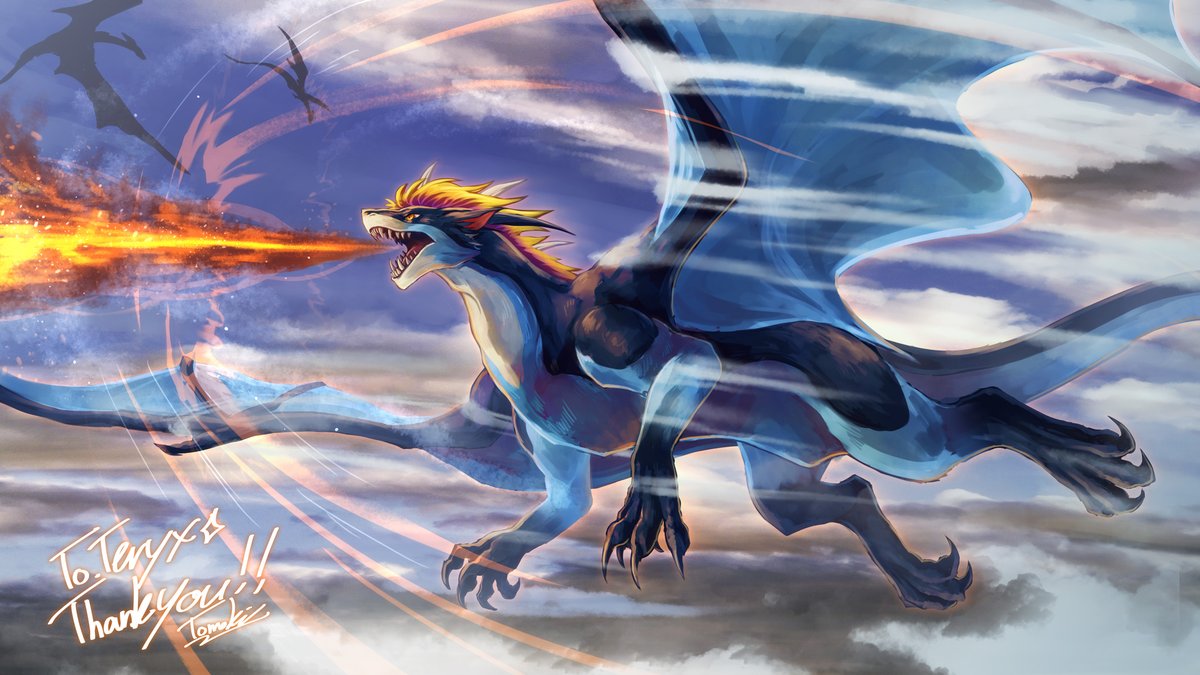 It's an aerial dogfight between dragons to protect his island!
🎨 by <a href="/tmk17/">トモキ</a>