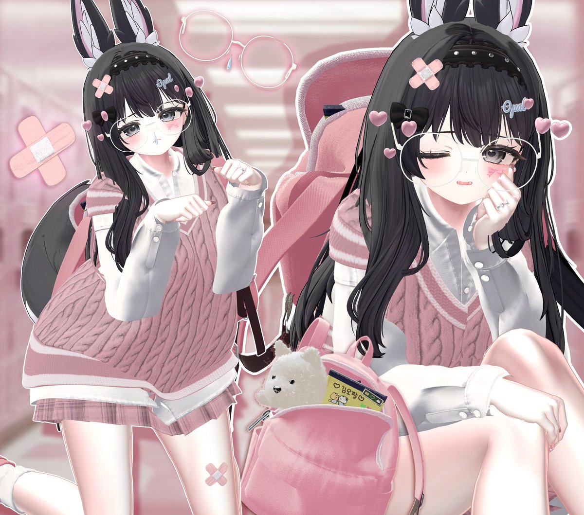 ❝ 일교차 감기 조심해야해ꔛ💦 ❞
.
.
일교차에 콧물이 쭈룩..!🤧
춘추복 입은 마누카에요꒰ ⸝⸝ɞ̴̶̷ ·̮ ɞ̴̶̷⸝⸝꒱🩷
폭닥한 니트조끼와 책가방 필수🎒❤
가방 노트에 이름도 써놨지롱

👓#DARLING_VRC