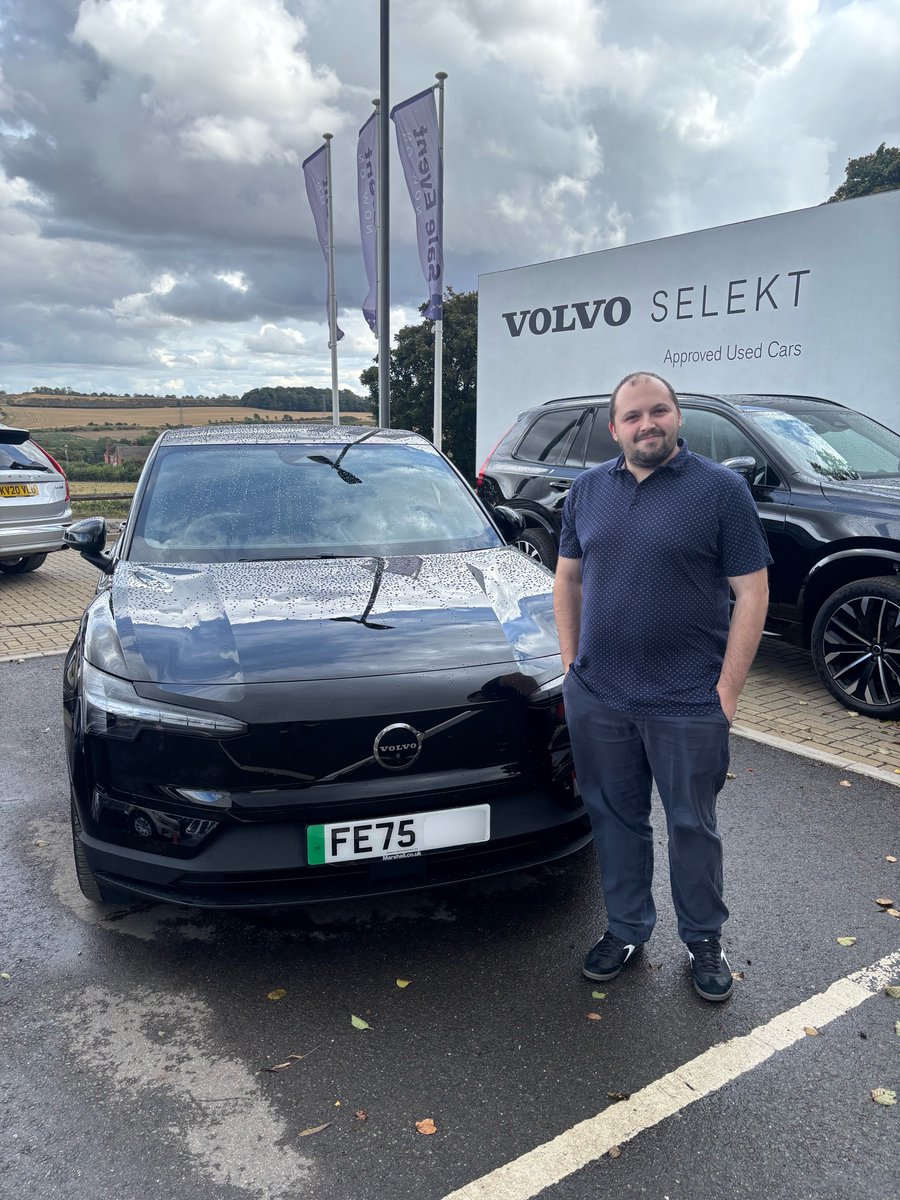 Congratulations to Mr Wwho can’t wait to drive his shiny new #75plate EX30 (from Sales Executive, Lee Hyland). 

Thank you for choosing Marshall #Volvo #Grantham. #marshallmoments