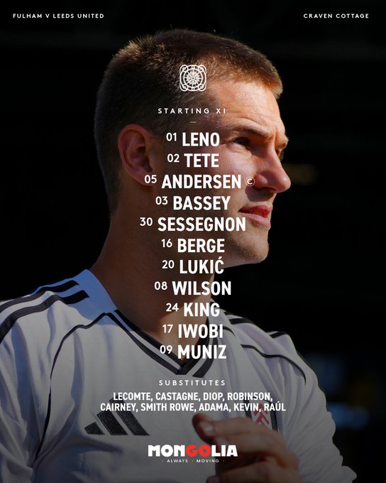 XI: Leno, Tete, Andersen (C), Bassey, Sessegnon, Berge, Lukić, Wilson, King, Iwobi, Muniz.

Subs: Lecomte, Castagne, Diop, Robinson, Cairney, Smith Rowe, Adama, Kevin, Raúl.