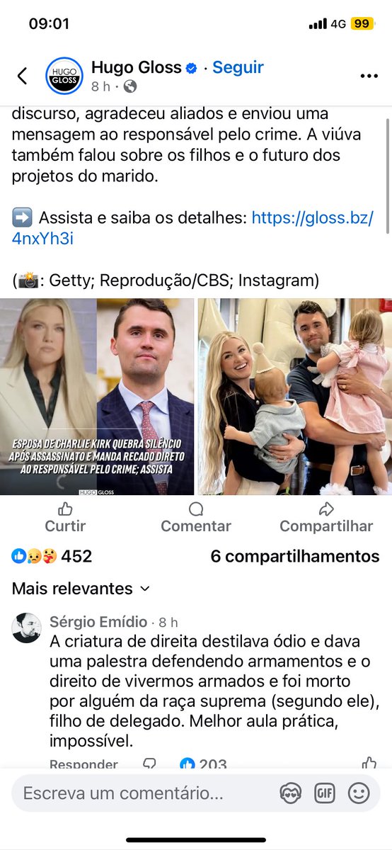 MeM_4ever's tweet photo. @allanconta5 @WaterfrontDavid @charliekirk11 @SecRubio @JasonMiller NÃO SE ESQUEÇAM DO FACEBOOK!!!!! UM EXEMPLO DOS COMENTÁRIOS NA PUBLICAÇÃO DO HUGO GLOSS E TEM MUITOS MAIS LÁ https://t.co/89NMSENXKx