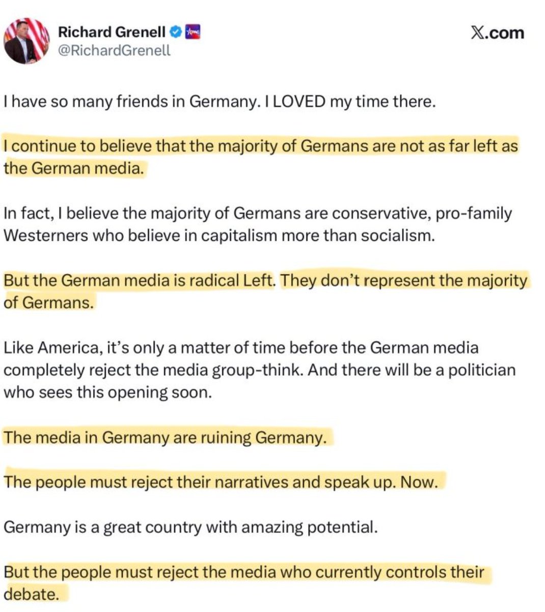 Stellungnahme des früheren US Botschafters in SCHLAND!