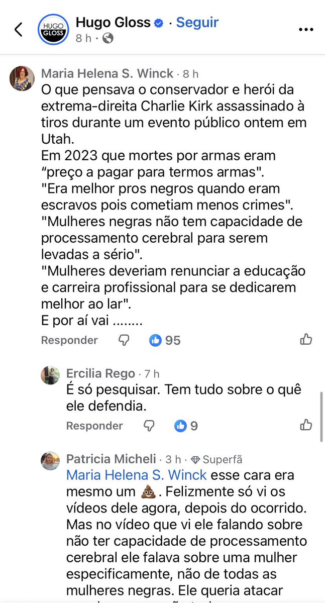 MeM_4ever's tweet photo. @carlosjordy NÃO SE ESQUEÇAM DO FACEBOOK!!!!! UM EXEMPLO DOS COMENTÁRIOS NA PUBLICAÇÃO DO HUGO GLOSS E TEM MUITOS MAIS LÁ https://t.co/N4DChdkHwe