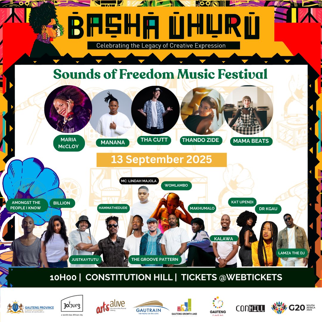 TheGautrain's tweet photo. #GautrainTrasportplug for #bashauhuru @VisitConHill
Take the Gautrain to Park Station!
Once you arrive at Park Station, embark on a 5-minute walk to Constitution Hill for the Basha Uhuru Sounds of Freedom Concert.
*Standard Gautrain fares apply.
*Normal Gautrain operating times apply.