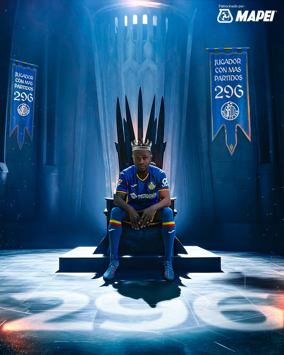 👑 Hay un nuevo 𝐑𝐄𝐘 en Getafe. 🏰

⚔️ Don Djené Dakonam Ortega ya es el 𝐣𝐮𝐠𝐚𝐝𝐨𝐫 𝐜𝐨𝐧 𝐦𝐚́𝐬 𝐩𝐚𝐫𝐭𝐢𝐝𝐨𝐬 en la historia de nuestro club.

💪 ¡Larga vida al Djeneral y que su leyenda siga creciendo! 💙

#HitoAzulón
