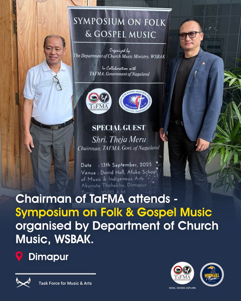 TafmaNagaland's tweet photo. Chairman of TaFMA attends - Symposium on Folk &amp; Gospel Music organised by Department of Church Music, WSBAK.

📍Dimapur https://t.co/xOt3xd0Jj7
