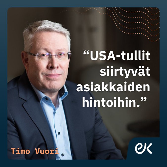 '<a href="/TimoVuori/">Timo Vuori</a> tulkitsee Vientibaron tuloksia:

"On käymässä kuten ennakkoon epäiltiin: USA-vienti kärsii ja korotetut tullit maksaa suurelta osin amerikkalainen asiakas. Tullit eivät myöskään johda tuotannon tai työpaikkojen siirtymiseen USA:han”.

ek.fi/ajankohtaista/…