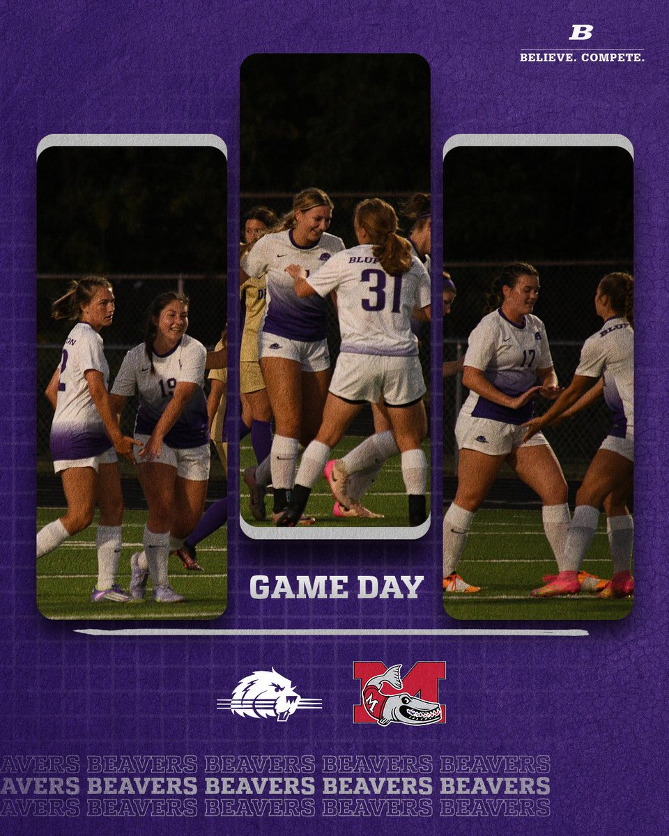 𝔾𝔸𝕄𝔼 𝔻𝔸𝕐
⏰ 1:00 pm
🆚 Muskingum University
📍 New Concord, OH
🏟️ North Athletic Field
💻 flocollege.com/live/175088
📊 fightingmuskies.com/sports/wsoc/20…
#Believe #Compete #RollBeavs