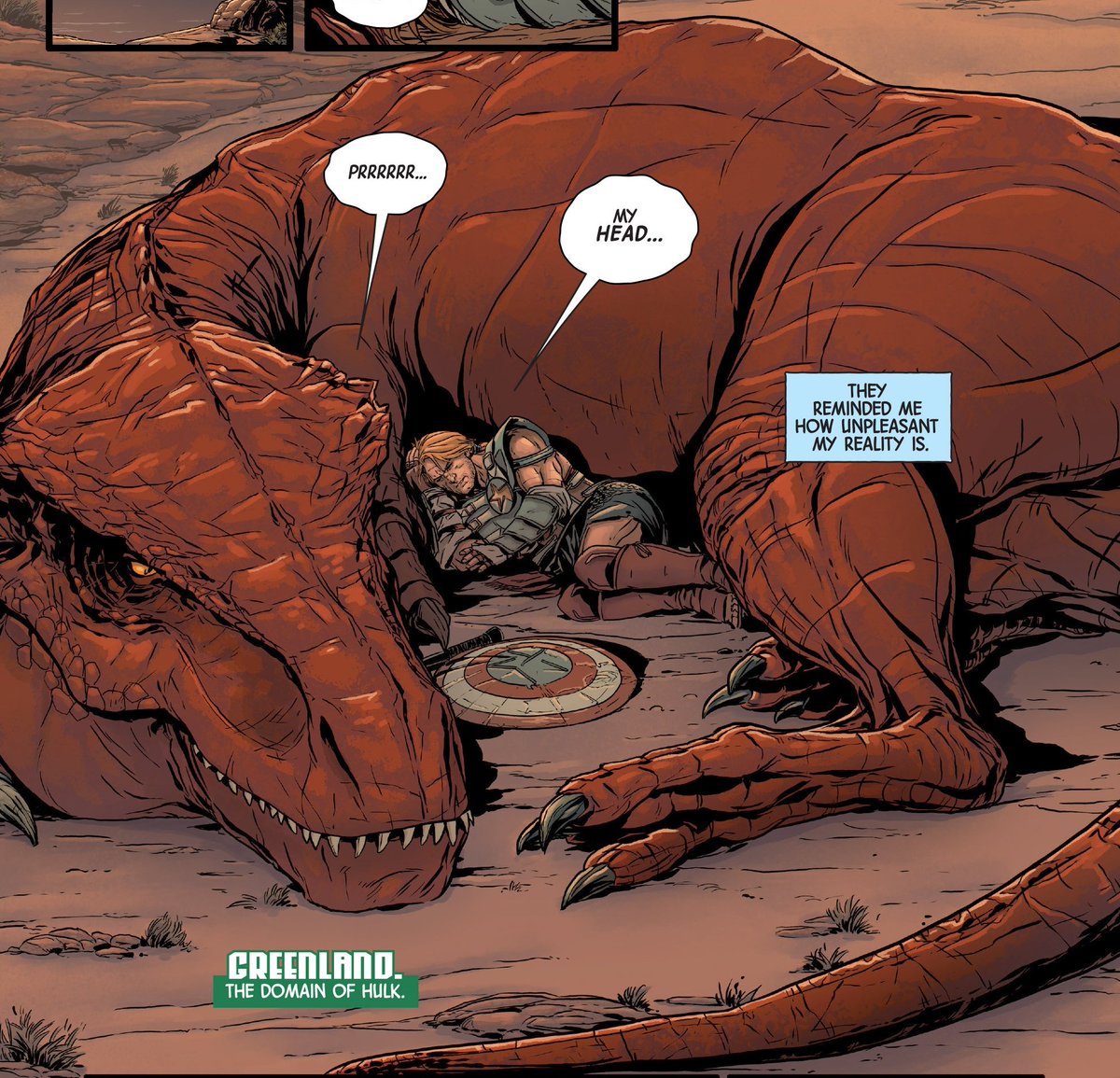 I'm not sure what is the origin of Devil Dinosaur, but I like that it's in the show. Look at it with Stevee
