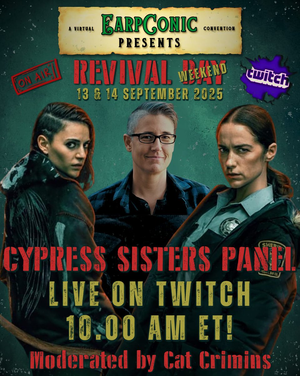 In one short hour (no matter how long it feels,its still only 60 minutes.If you start counting now, you only have to go to 3,600) <a href="/MelanieScrofano/">Melanie Scrofano</a> <a href="/roweltman/">romy weltman</a> and <a href="/CatCrimins/">Cat Crimins 🤓 🏳️‍🌈</a> sip coffee and talk...well, who really knows.Could be chaos.
#TheGreatRevival #RevivalWeekend <a href="/EarpConic/">EarpConic Presents</a>