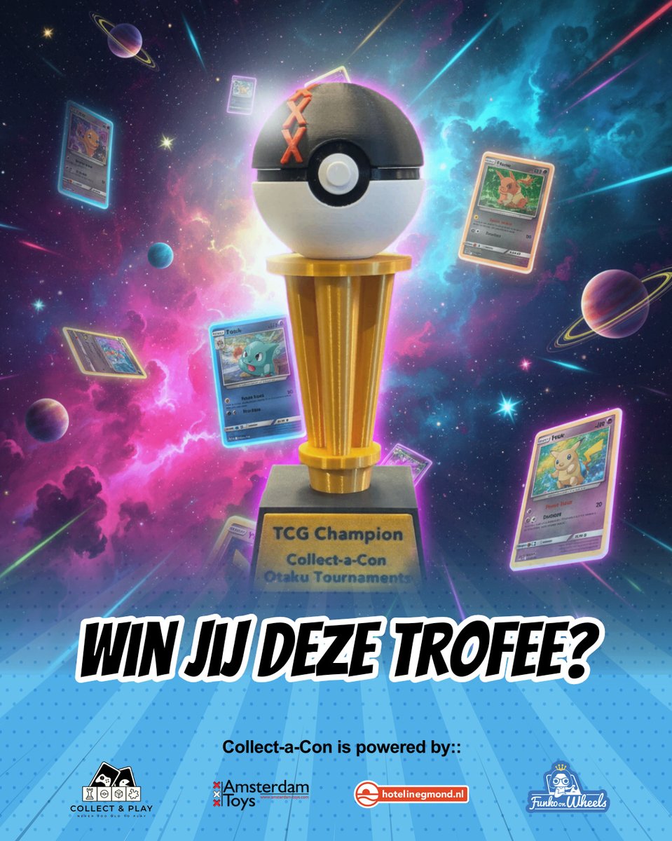 Win jij deze trofee? Meld je nu aan voor de Collect-a-Con Trainer League en maak niet alleen kans op deze trofee, maar ook op een een Destined Rivals Boosterbox!

👉 collectacon.nl/pokemon-tcg-to…

#pokemontcg #tcg #trainerleague #tcgtournament #destinedrivals #collectacon2025