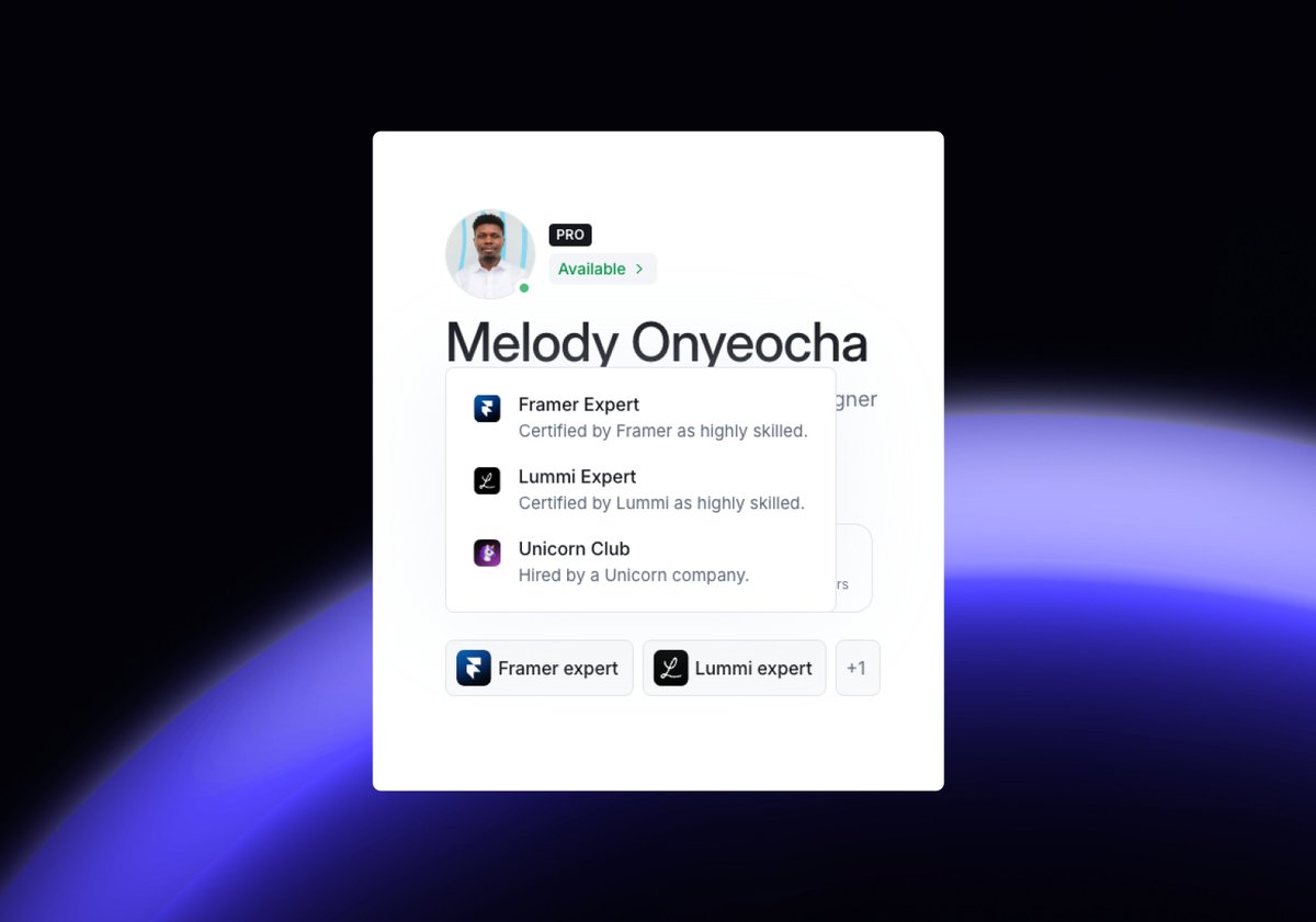 New shinny badge on <a href="/contra/">Contra</a> ✨

Now part of the Unicorn 🦄 club experts. A curated showcase of independents trusted by the world’s leading unicorn companies.

Work with me 🔗contra.com/melodyonyeocha