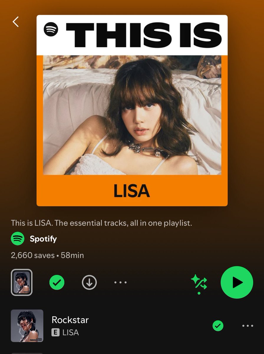 “This is LISA” new playlist by spotify now has 2K+ saves. Let’s get this to 10K saves asap, lilies! 

🔗 open.spotify.com/playlist/37i9d…